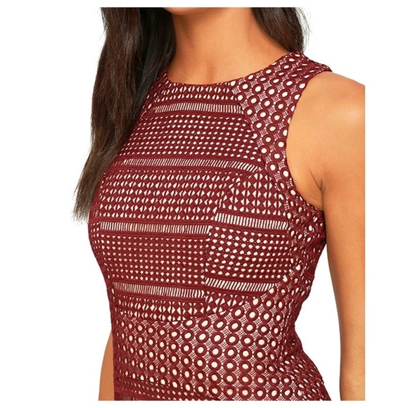 KEEPSAKE Sweet Nothing Burgundy Lace Midi Dress, Size Small - Picture 3 of 9